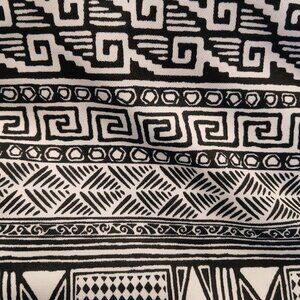 New Double Knit African theme Geometric Sarape Stripe 1 way stretch Black White